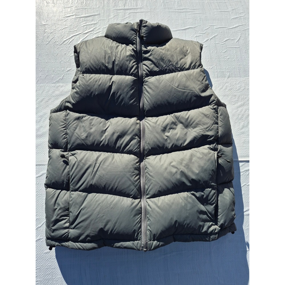 Eddie Bauer Mens 700 Fill Goose Down Puffer Vest Gray Size L Quilted Full Zip